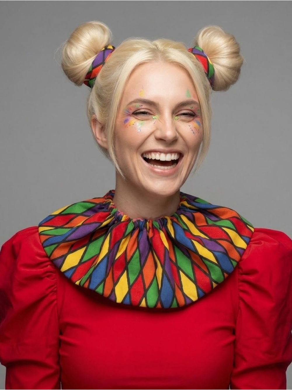 Harlequin jester clown detachable collar